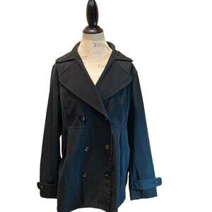 Metrostyle All-Weather Rain Jacket Black Double Breasted Coat Women's Sz 16